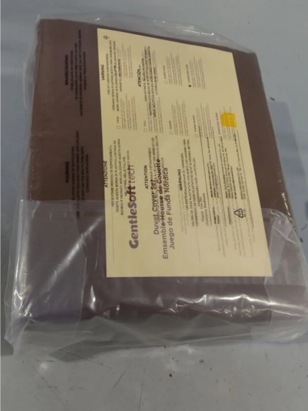 NEW Bedsure 100% Washed Cotton Duvet Cover Set Oversized King - Brown Minimalist